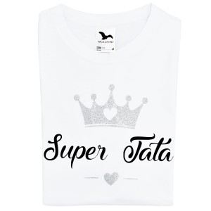 Koszulka męska Super Tata z brokatową koroną