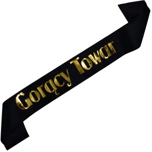 Czarna szarfa z nadrukiem Gorący towar