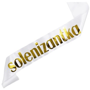 Biała szarfa z nadrukiem Solenizantka