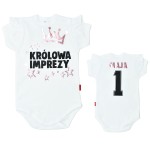 Body dziecięce KRÓLOWA IMPREZY - napisy różowe złoto