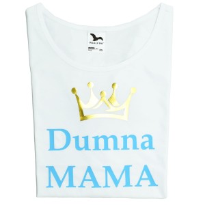 Koszulka damska Dumna Mama - błękitny ze złotym