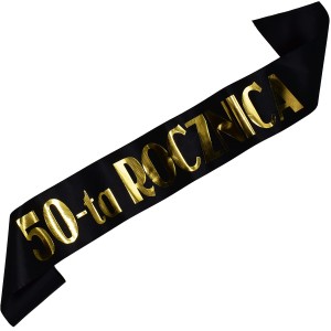 Czarna szarfa ze złotym nadrukiem 50-ta rocznica