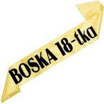 Złota szarfa z czarnym nadrukiem Boska 18tka