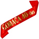 Czerwona szarfa ze złotym nadrukiem Gorąca 40-tka