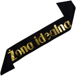 Czarna szarfa ze złotym nadrukiem Żona Idealna