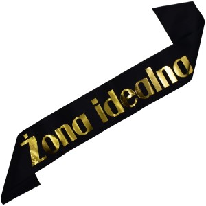 Czarna szarfa ze złotym nadrukiem Żona Idealna