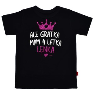 Koszulka dziecięca Ale gratka mam 4 latka z imieniem dziecka brokat