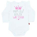 Body dziecięce z falbanką Mam już roczek + imię z brokatowym nadrukiem