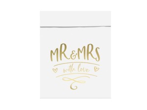 Torebki na słodycze Mr & Mrs, złoty, 13x14cm