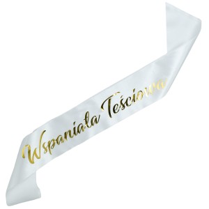 Biała szarfa Wspaniała Teściowa