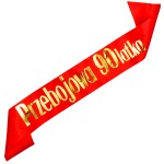 Czerwona szarfa ze złotym nadrukiem Przebojowa 90 latka