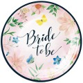 Talerzyki papierowe Bride to be Kwiaty 7cali 6szt