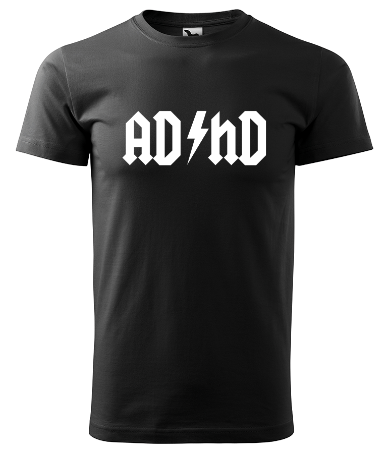 czarna koszulka z białym napisem adhd