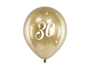 Balony Glossy 30cm, 30 urodziny złote