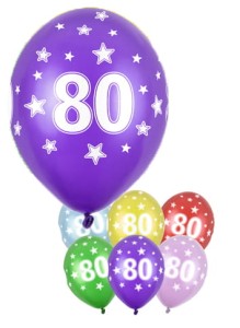 Balon 80 urodziny, metaliczny, 1szt