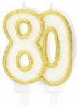 Świeczka cyfra złota 80