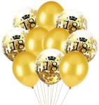 Zestaw balonów 18 urodziny z konfetti złoty 30 cm