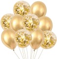 Balony złote 12cali z konfetti 10szt