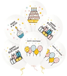 Balony urodzinowe Happy Birthday wielokolorowe 30cm 6szt