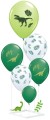 Balony Dinozaury zielono-białe 6szt. zestaw ze stojakiem