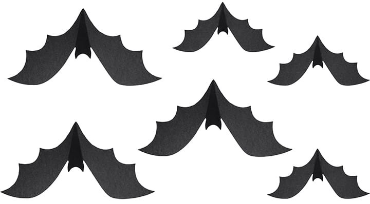 Dekoracja papierowa Nietoperze, 19-29 cm, czarny