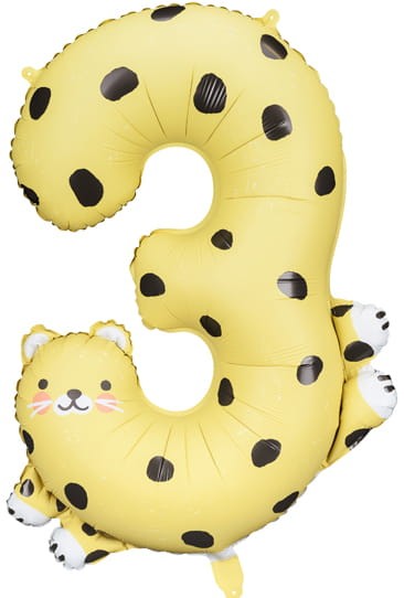Balon foliowy Cyfra 3 - Gepard, 68x98 cm, mix