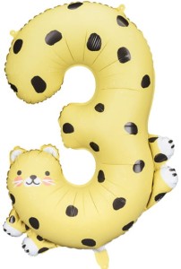 Balon foliowy Cyfra 3 - Gepard, 68x98 cm, mix
