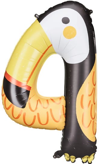 Balon foliowy Cyfra 4 - Tukan, 68x91 cm, mix