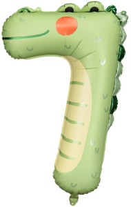 Balon foliowy Cyfra 7 - Krokodyl, 56x85 cm, mix