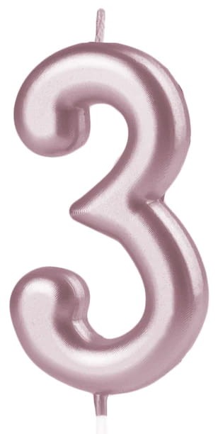 Świeczka cyfra rose gold 3
