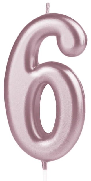 Świeczka cyfra rose gold 6