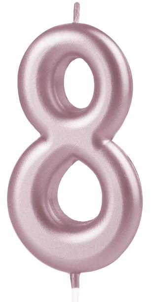Świeczka cyfra rose gold 8
