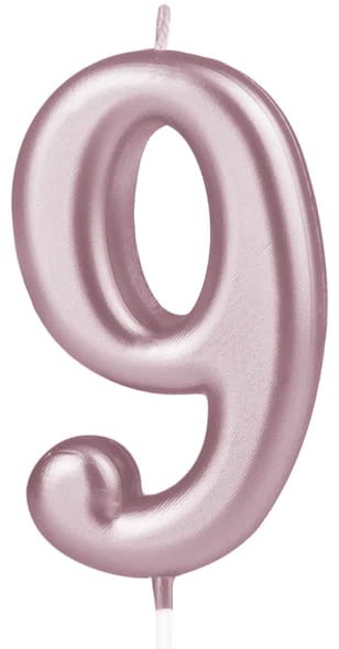 Świeczka cyfra rose gold 9