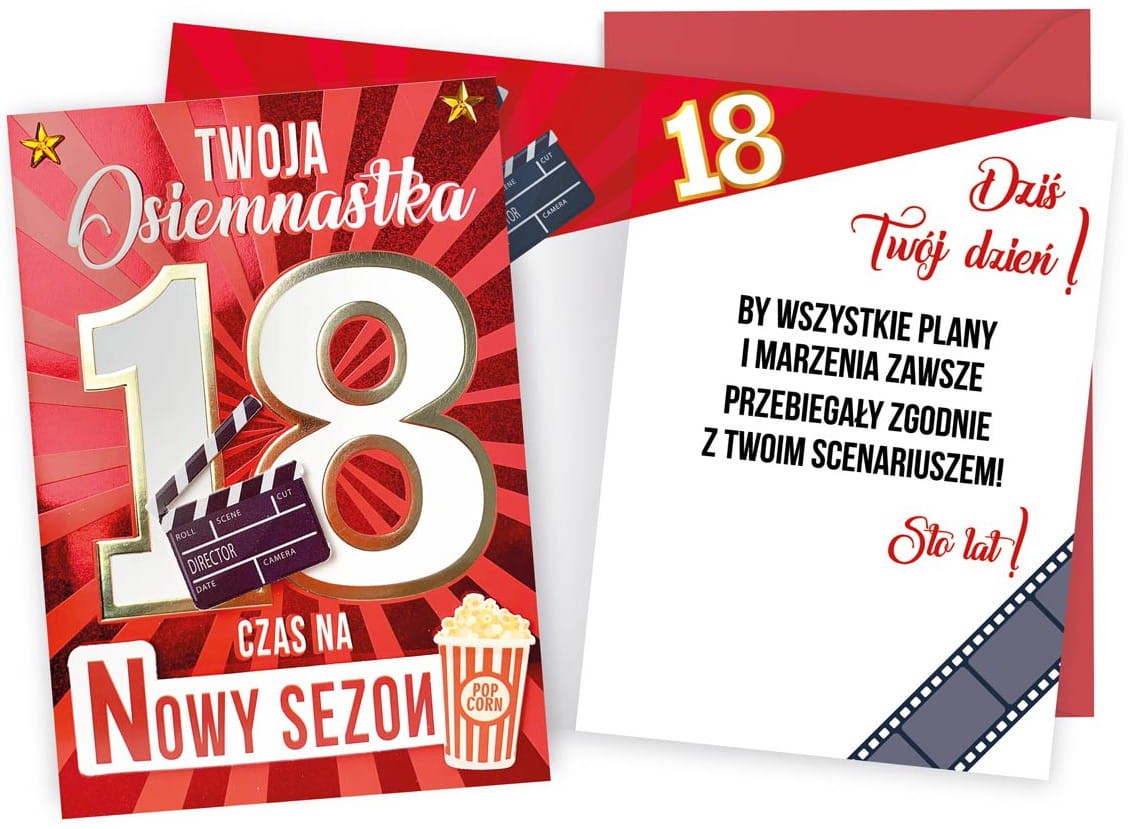 Kartka na 18 Urodziny - czerwona, motyw filmu