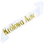 Biała szarfa Królowa z dowolnym imieniem