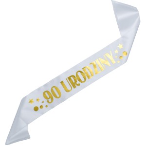 Biała szarfa 90 Urodziny
