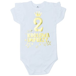 Królowa imprezy - body z falbanką na 2 urodziny