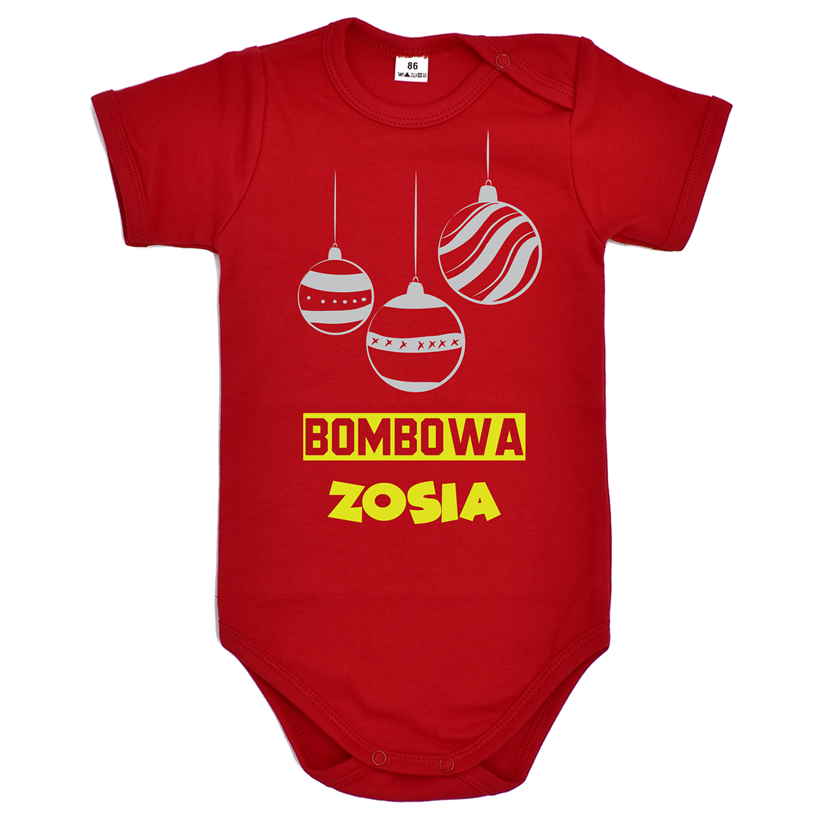 czerwone body na święta bożego narodzenia Bombowa z dowolnym imieniem dziecka