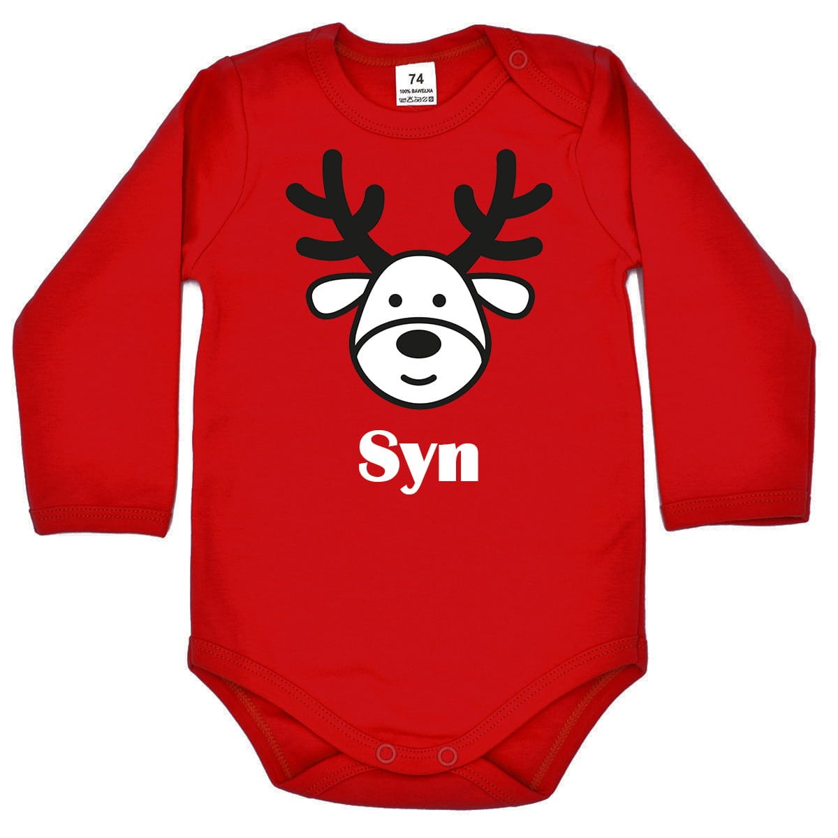 Czerwone body z reniferem dla syna