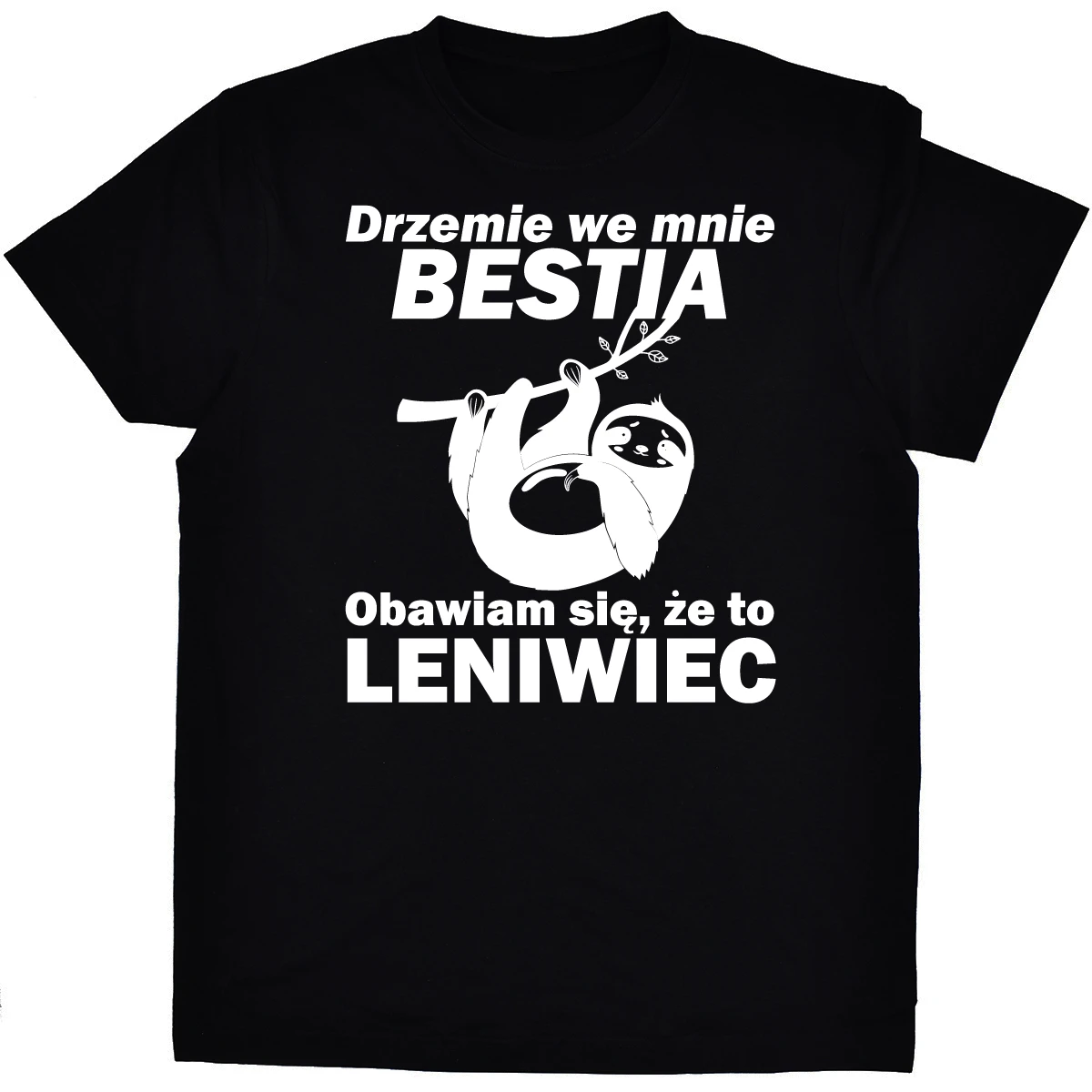 Leniwiec - Drzemie we mnie bestia - czarna koszulka