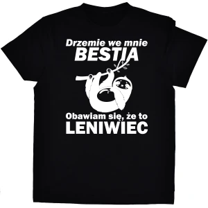 Leniwiec - Drzemie we mnie bestia - czarna koszulka