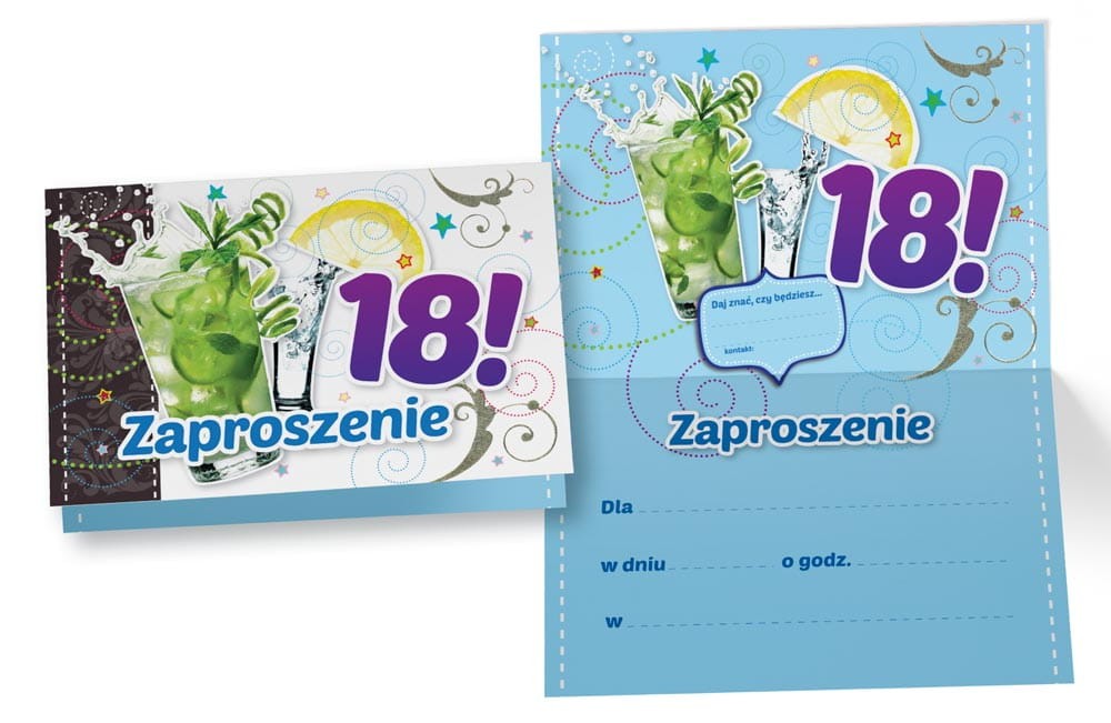 Urodziny 18 Zaproszenie - drinki