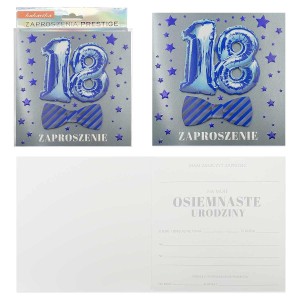 Zaproszenie Urodziny 18 (osiemnastka) - niebieskie