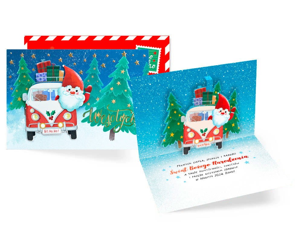 Kartka Wesołych Ho Ho Ho z Mikołajem