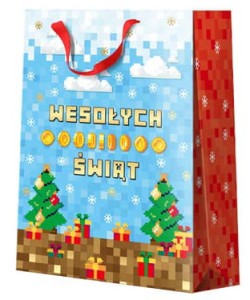 Torebka prezentowa - Piksele Wesołych Świąt - 2XL
