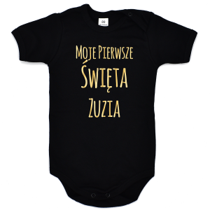 Czarne body Moje Pierwsze Święta z imieniem krótki rękaw