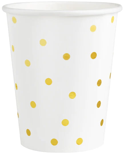 Kubek biały w złote kropki 220ml 6szt
