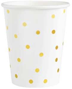 Kubek biały w złote kropki 220ml 6szt