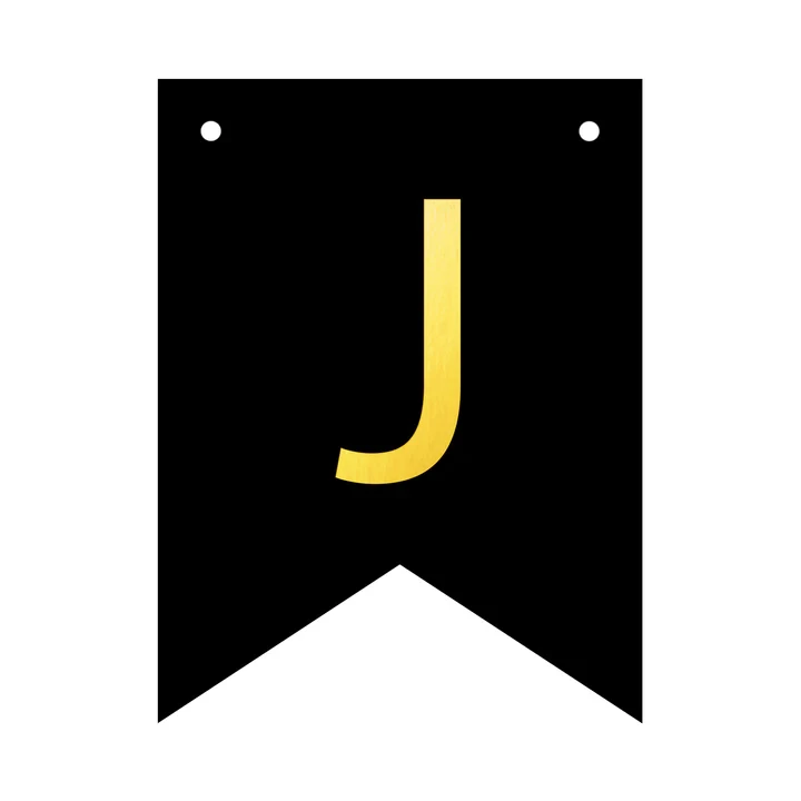 Baner personalizowany czarno-złoty litera J