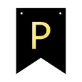 Baner personalizowany czarno-złoty litera P